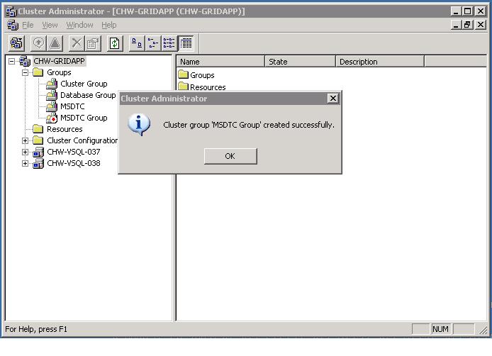 MS DTC Cluster Configuration New Group Confirm