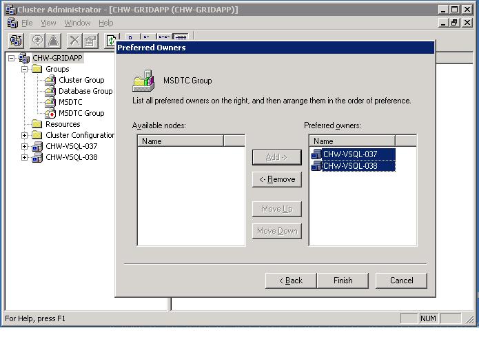 MS DTC Cluster Configuration New Group Owners