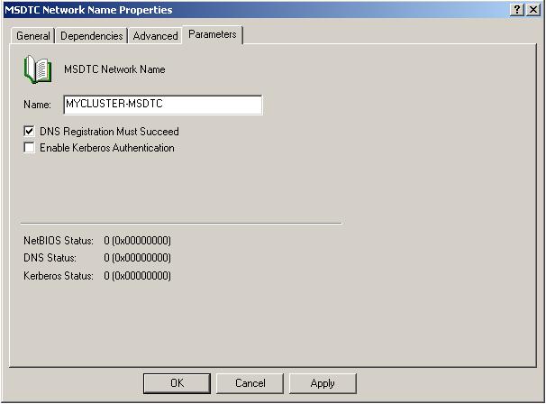 MS DTC Cluster Configuration Network Name Name