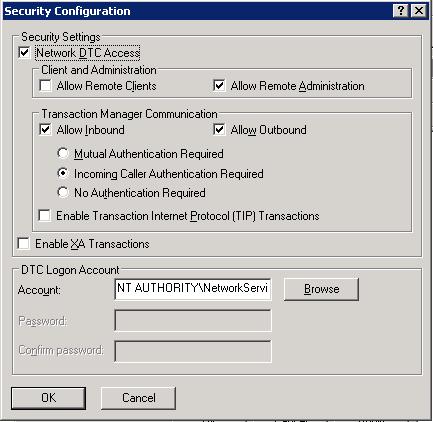 MS DTC Security Configuration