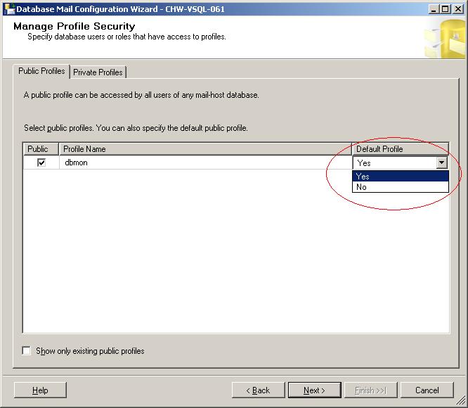Database Mail set default profile